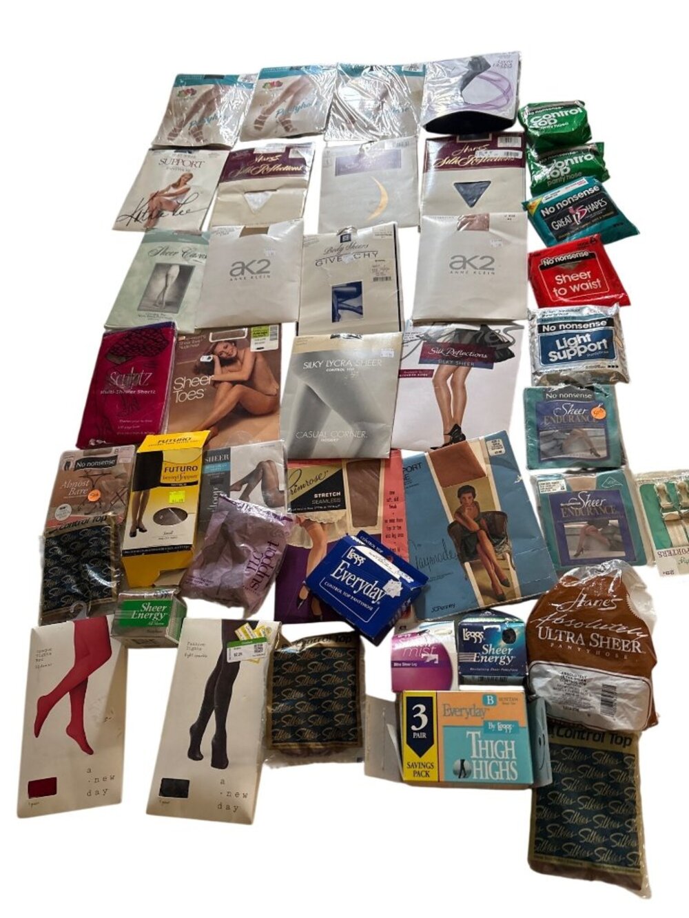Queen Tall Size Vintage Modern Lot Of 40 Pantyhose & Tights Assorted Style Color